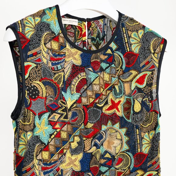 Dries Van Noten SS/15 Runway Multicolour Beaded Sleeveless Hi-Lo Top - Picture 4 of 11